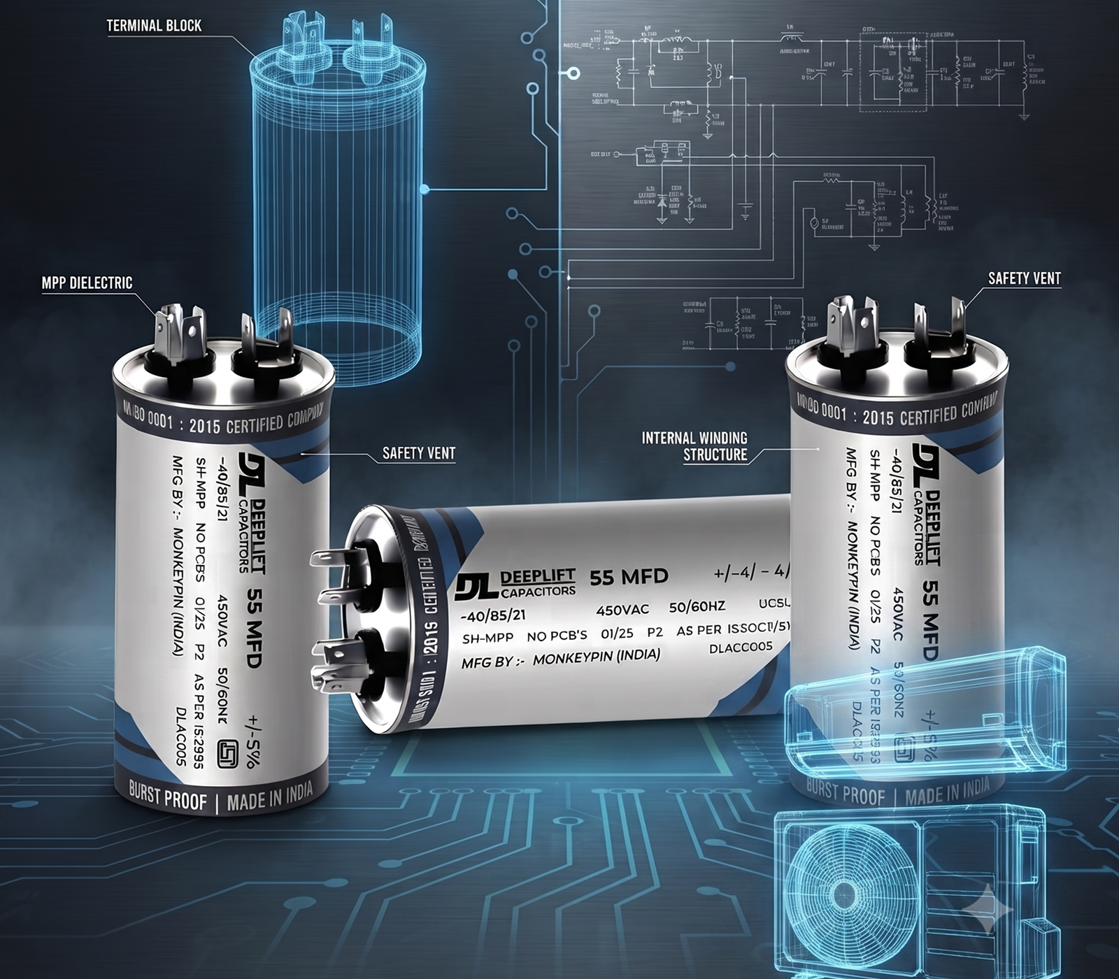 Single Value Air Conditioner Capacitor
